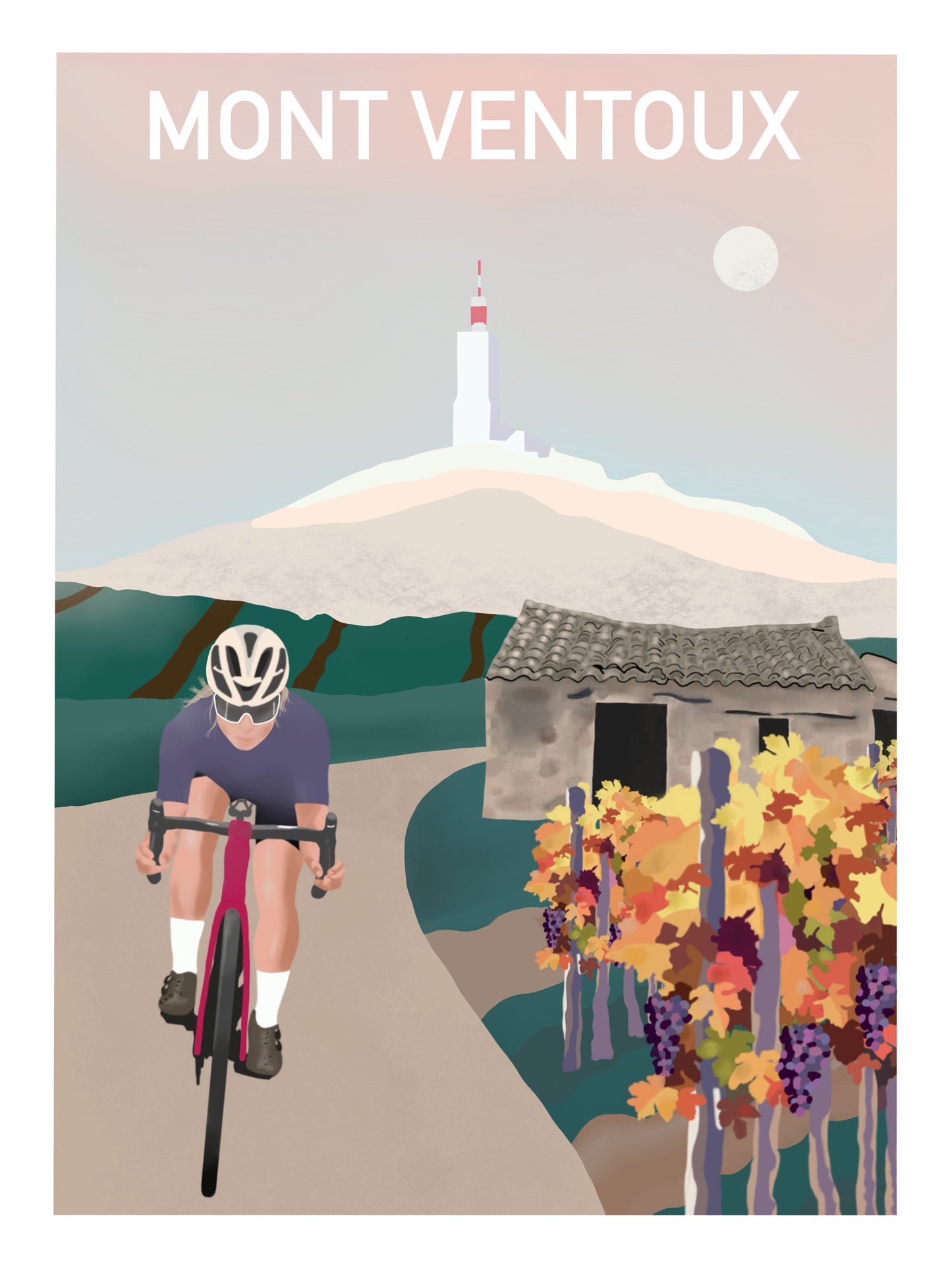 Affiche cyclisme: Descente du Mont Ventoux. Cadeau pour cycliste ou triathlète