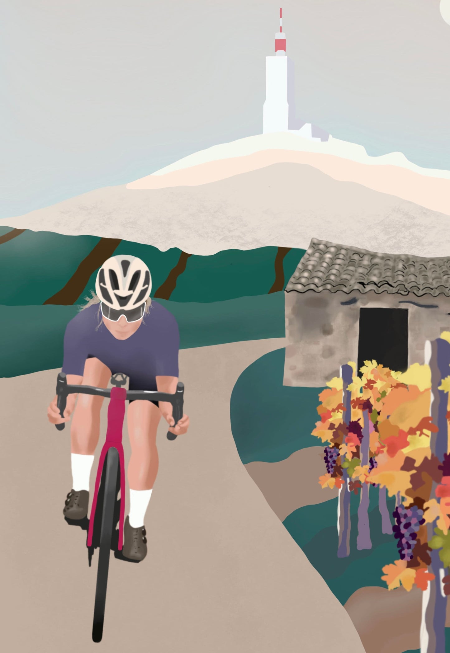 Affiche cyclisme: Descente du Mont Ventoux. Cadeau pour cycliste ou triathlète