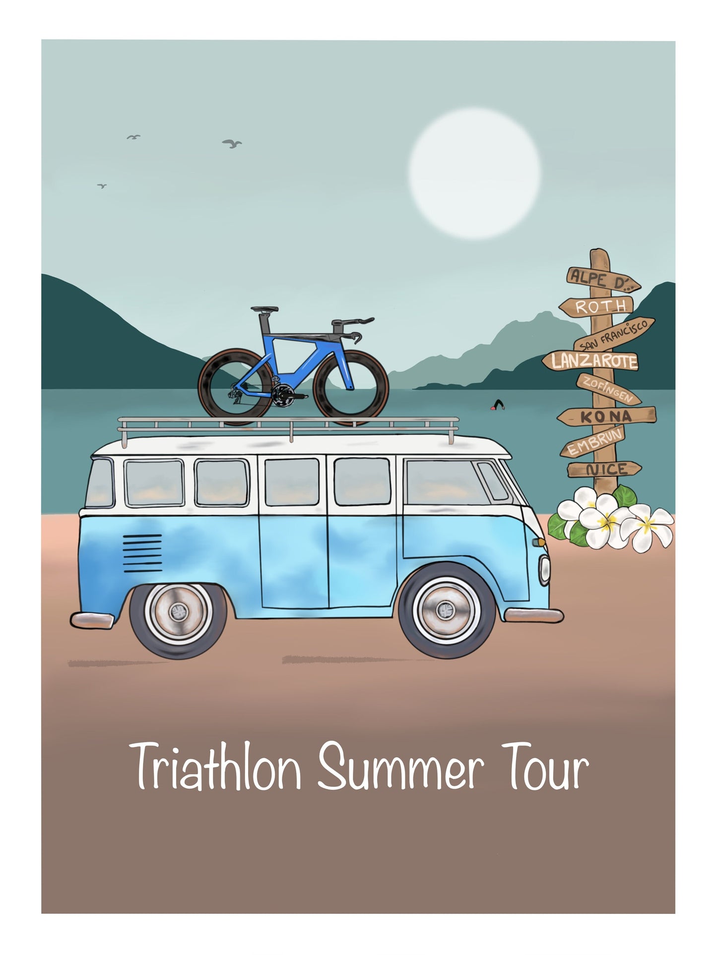 Affiche Triathlon Summer Tour. Cadeau triathlète