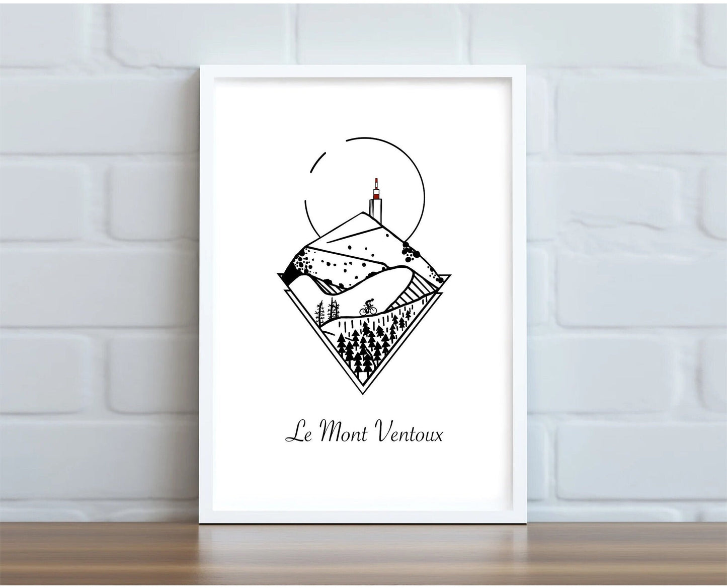 Poster Affiche cyclisme et triathlon: Montée du Mont Ventoux. Cadeau pour cycliste